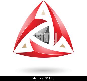 Vector Illustration of Red Triangle with Arrows isolated on a white background Stock Vector
