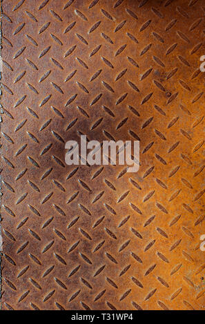Corrugated rusty steel sheet, vertical texture. Vertical texture Stock Photo