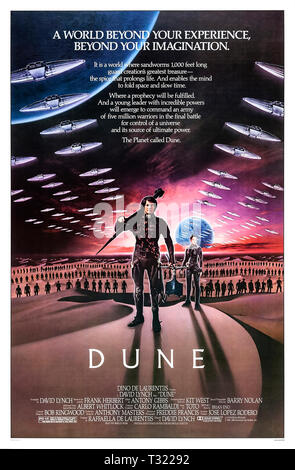 Dune (1984) directed by David Lynch and starring Kyle MacLachlan, Virginia Madsen, Francesca Annis and Sting. Big screen adaptation of Frank Herbert’s epic science fiction novel. Stock Photo