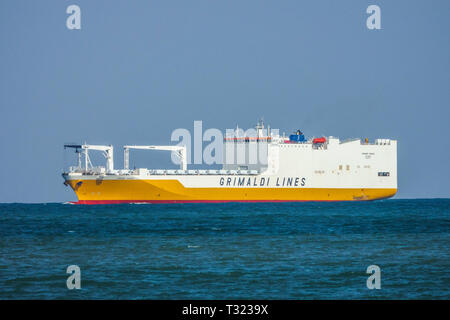 Cargo ship Grande Gabon of Grimaldi Lines Stock Photo