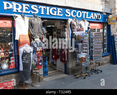 Prestige Scotland souvenir shop on the Royal mile, Edinburgh. Stock Photo