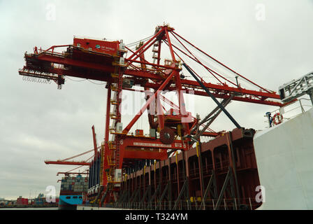 Ships tied up at the docks at the Port of Vancouver in Burrard Inlet, Vancouver, British Columbia, Canada Stock Photo