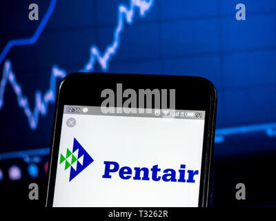 In this photo illustration a  Pentair logo seen displayed on a smart phone Stock Photo