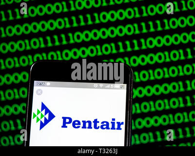 In this photo illustration a  Pentair logo seen displayed on a smart phone Stock Photo