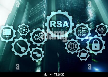 RSA. Rivest Shamir Adleman cryptosystem. Cryptography and Network Security. Stock Photo