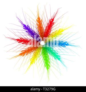 Colorful spikelets design. Top view. 3d render Stock Photo