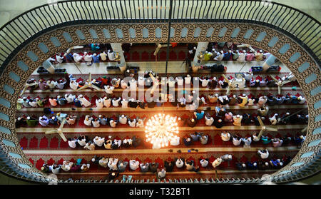 Friday prayers inside the Baitul Mukarram National Mosque in Dhaka, Bangladesh. Stock Photo