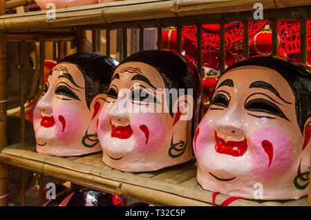 Buddha mask for lion dance (Foreign text means blessing) Stock Photo