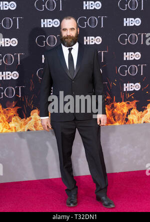 NEW YORK, NY APRIL 03: Rory McCann attends HBO 'Game of Thrones' final season premiere at Radio City Music Hall on April 03, 2019 in New York City. Stock Photo