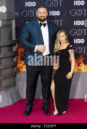 Hapthor Julius Bjornsson and Kelsey Henson attend HBO Game of Thrones