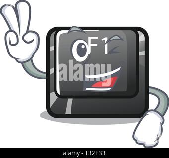 Two finger button f1 in the shape character Stock Vector