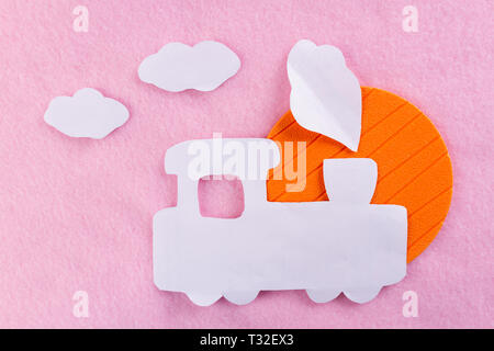 train on pink background. travel concept image Stock Photo