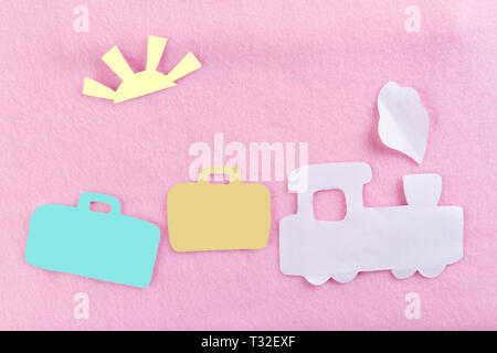 train on pink background. travel concept image Stock Photo