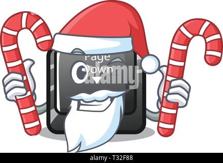 Santa with candy button page down installed on cartoon Stock Vector