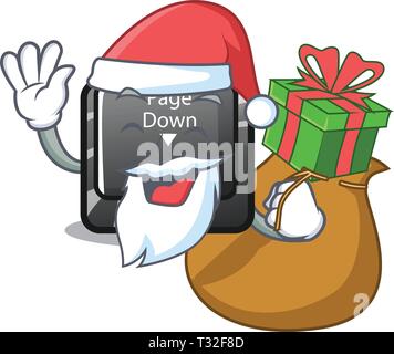 Santa with gift button page down installed on cartoon Stock Vector