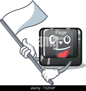 With flag button page down installed on cartoon Stock Vector
