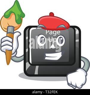 Artist button page up shape in cartoon Stock Vector