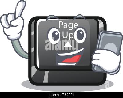 With phone button page up shape in cartoon Stock Vector