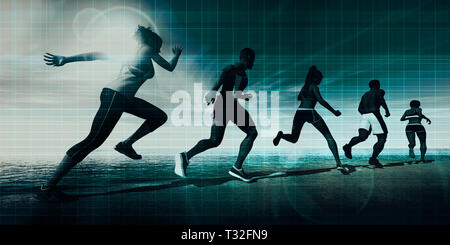 Athletes Running and Athlete Training for a Marathon Stock Photo