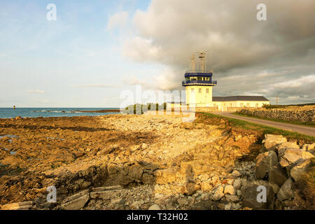 Auderville, Normandy, France - August 27, 2018: The semaphore and the Pointe de la Hague , Normandy France Stock Photo