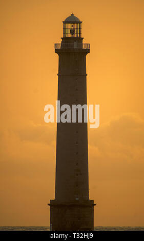 Auderville, Normandy, France - August 27, 2018: Lighthouse of Goury at Cap de la Hague , Normandy France Stock Photo