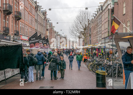 Rainy Day On The Albert Cuypmarkt Market At Amsterdam The Netherlands 2019 Stock Photo