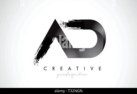 AD Letter Design with Brush Stroke and Modern 3D Look Vector ...