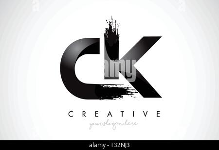 CK Letter Design with Brush Stroke and Modern 3D Look Vector ...
