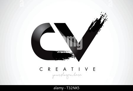 CV Letter Design with Brush Stroke and Modern 3D Look Vector ...