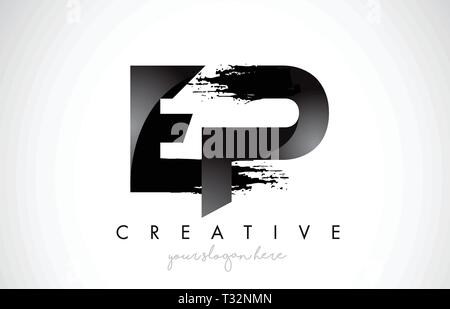 EP Letter Design with Brush Stroke and Modern 3D Look Vector ...