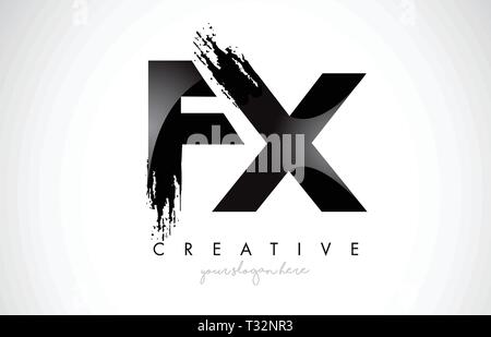 FX Letter Design with Brush Stroke and Modern 3D Look Vector ...