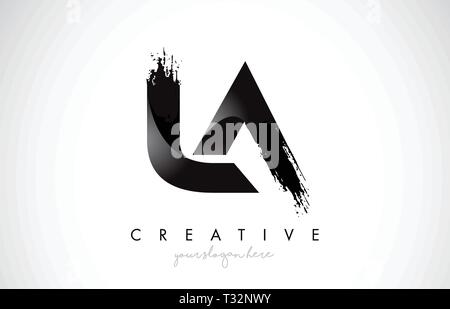 LA Letter Design with Brush Stroke and Modern 3D Look Vector ...