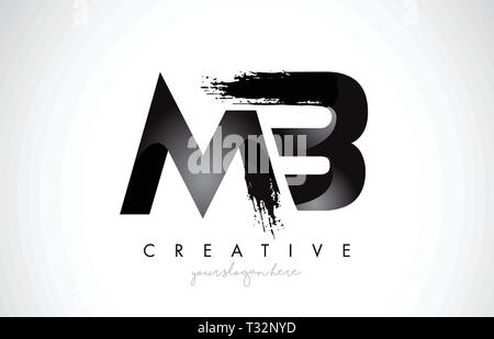 MB Letter Design with Brush Stroke and Modern 3D Look Vector ...