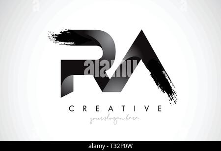 RA Letter Design with Brush Stroke and Modern 3D Look Vector ...