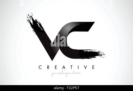 VC Letter Design with Brush Stroke and Modern 3D Look Vector ...