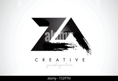ZA Letter Design with Brush Stroke and Modern 3D Look Vector ...