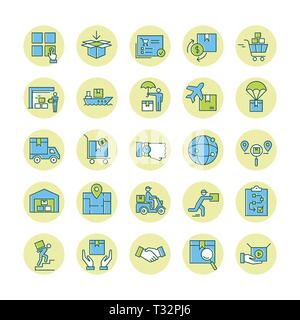 Fast delivery logistic icons big set in flat style. Stock Vector