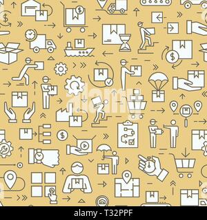 Seamless color patterns on the theme of logistics. Stock Vector