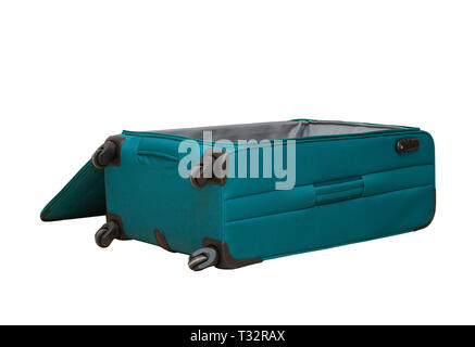 Opened empty large traveler suitcase isolated on white background Stock Photo