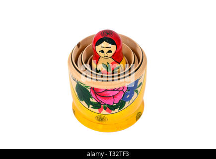 Matryoshka Russian dolls set  isolated over white Stock Photo