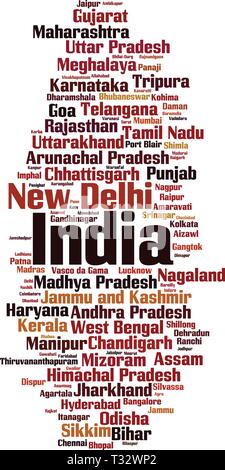 Cities in India word cloud concept. Vector illustration Stock Vector