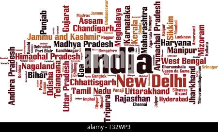 Cities in India word cloud concept. Vector illustration Stock Vector ...