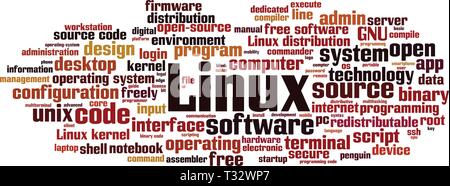 Linux word cloud concept. Vector illustration Stock Vector