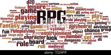 RPG word cloud concept. Vector illustration Stock Vector
