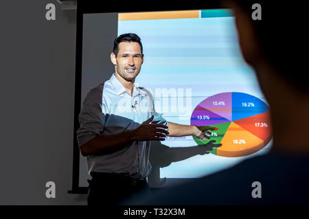 Happy Manager Corporate Businessman Talking At Business Meeting In Office Stock Photo