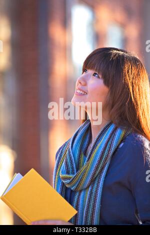 Asian Female Student Studying Stock Photo