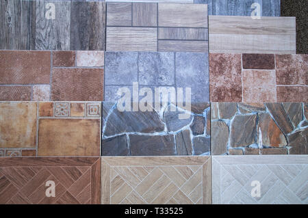 Various ceramic tiles close up as background Stock Photo