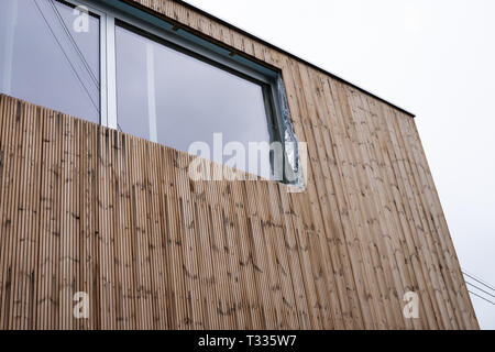 Modern Contemporary house with Wood Sided Building. Window detail Stock Photo