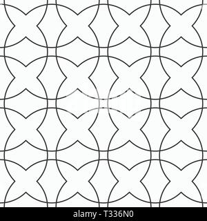 Abstract seamless pattern of intersecting curved lines. Linear style. Geometric lattice pattern. Simple vector monochrome background. Stock Vector