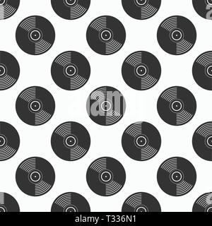 Vinyl records seamless pattern. Music endless background. Creative, luxury style. Design for wallpaper, wrapping, fabric, textile, clothing, web. Stock Vector